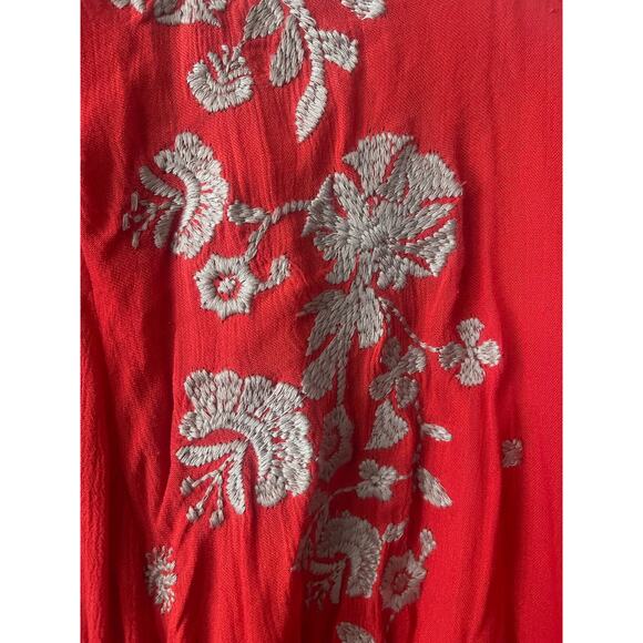 Free People Sweet Tennessee Boho Embroidered Red Festival Dress - Picture 9 of 12